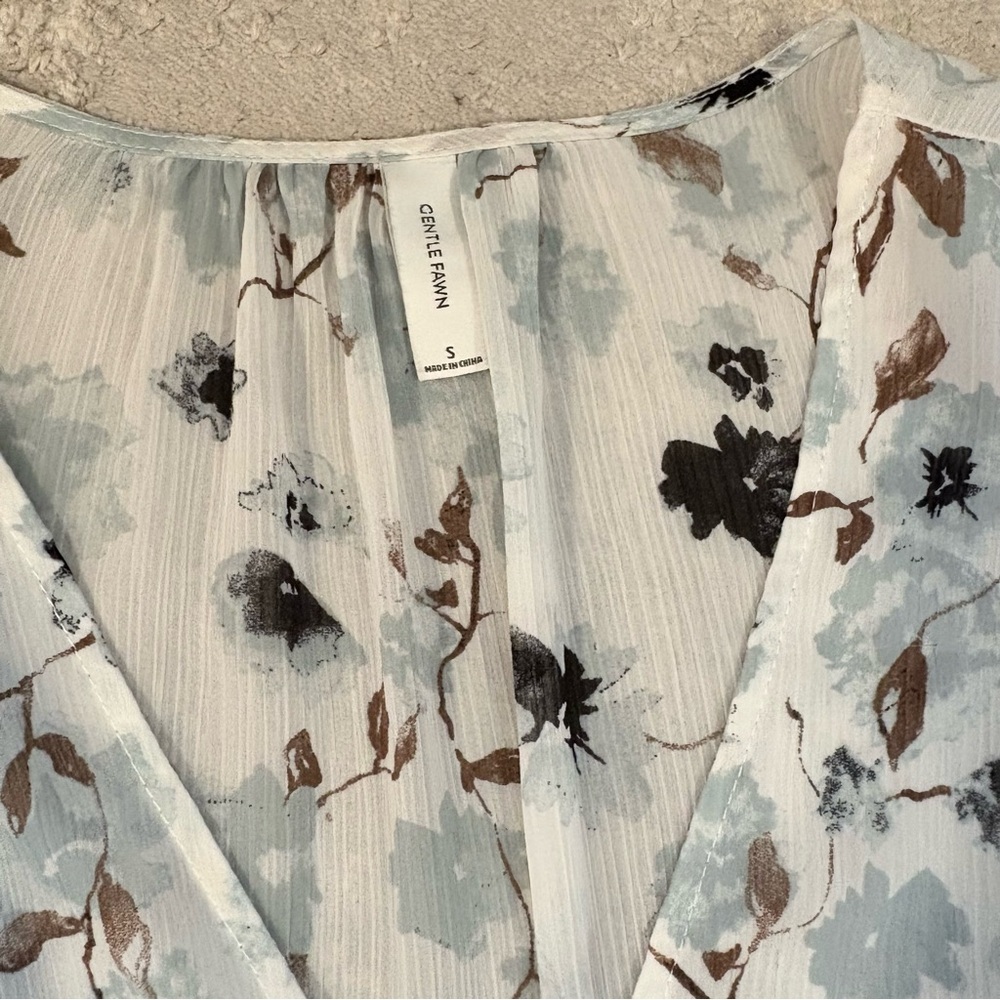 Gentle Fawn Floral Tiered Long Sleeve Chiffon Amilla Dress Size Small - Picture 6 of 12